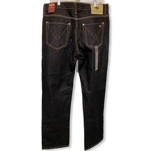 Russell Simmons Argyleculture Mens Size 34x32 Dark Raw Denim Blue Jeans